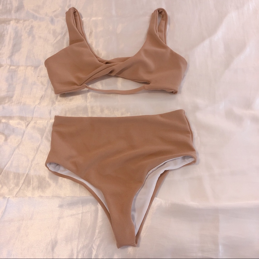 Tan twisted swim suits